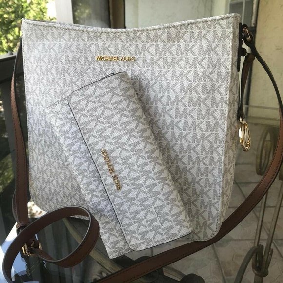 Leather Vanilla Handbag MK+TRIFOLD WALLET